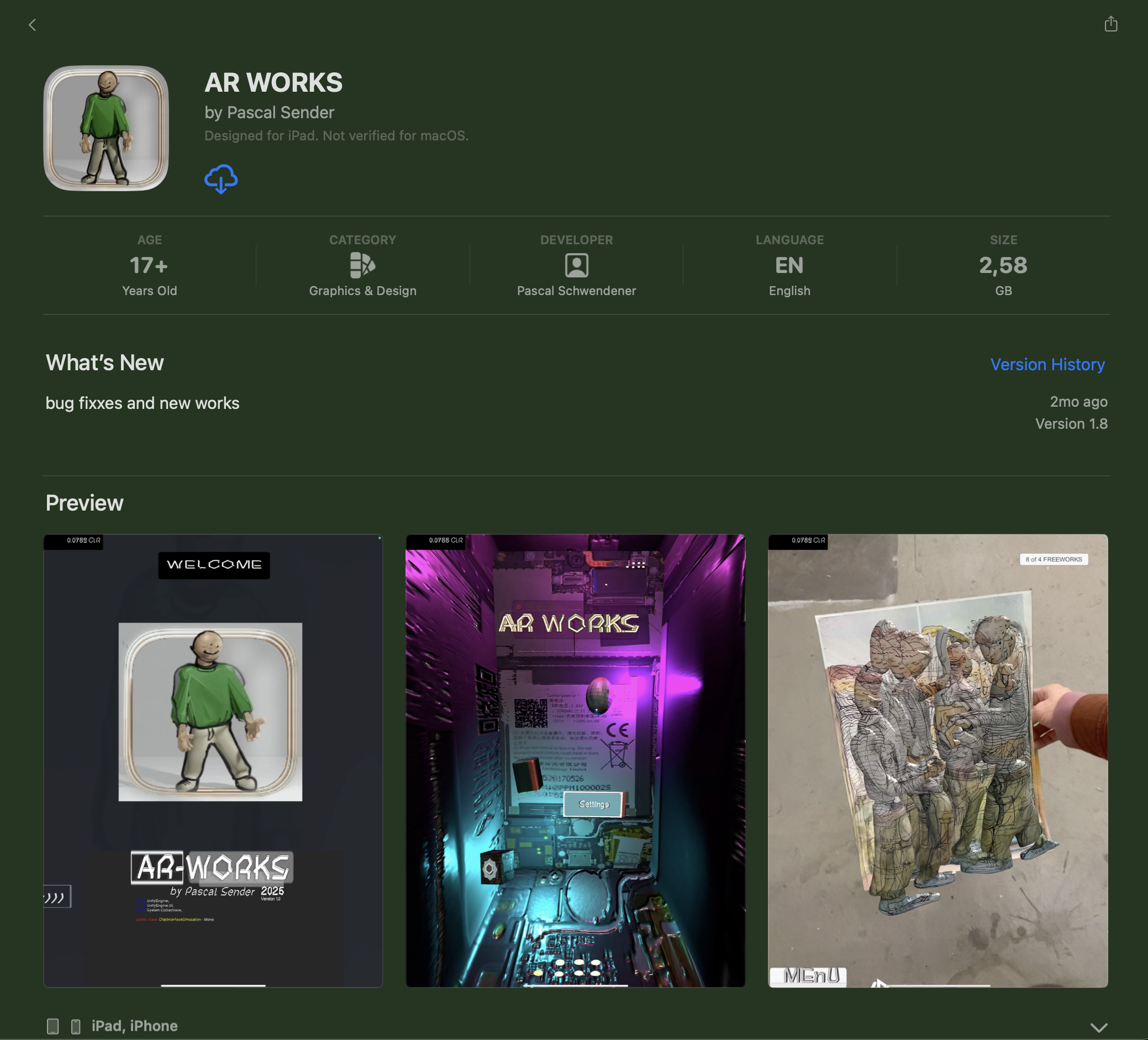 AR Works — floating grid with cubes and markers