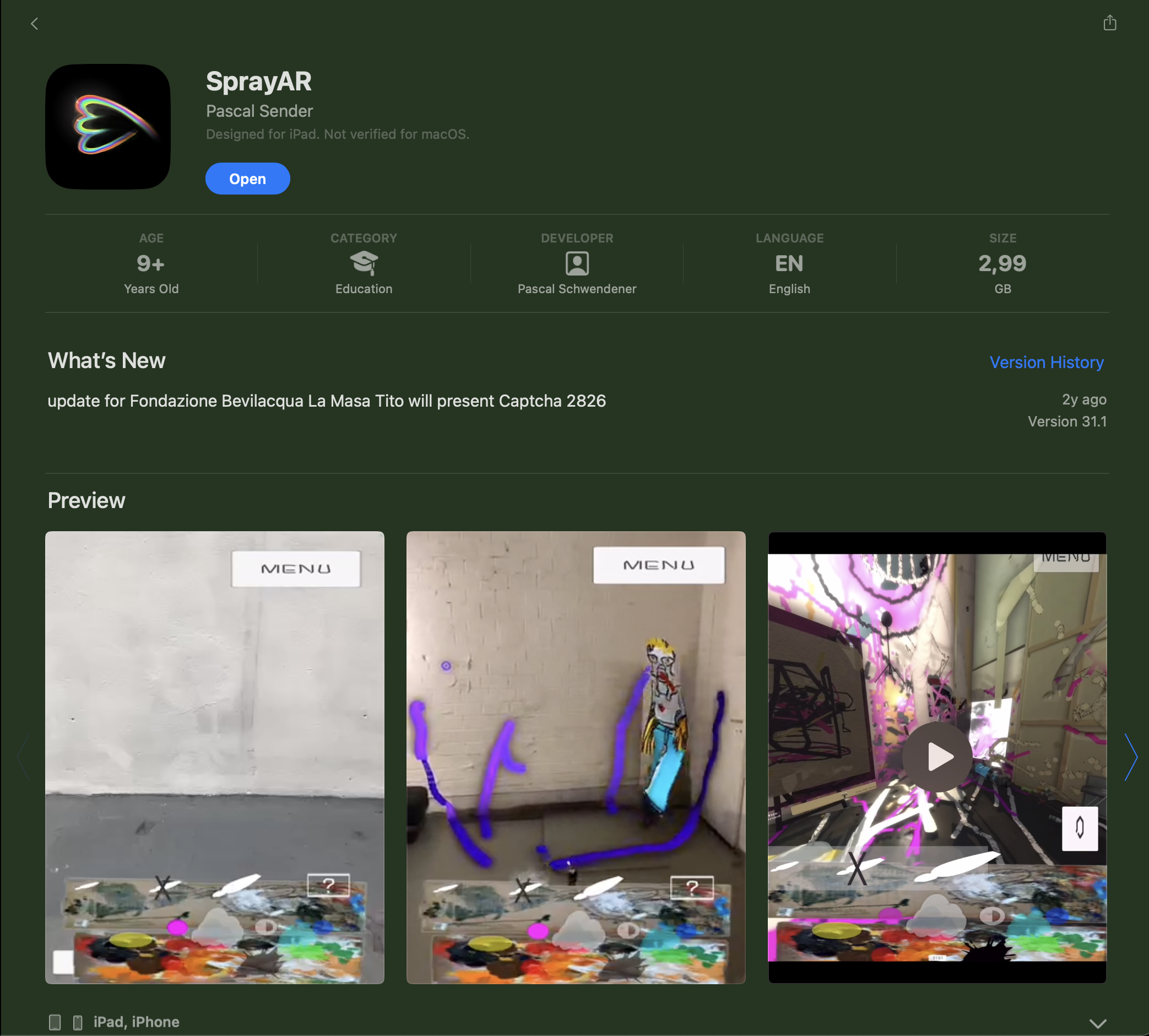 SprayAR — neon spray can over city wall